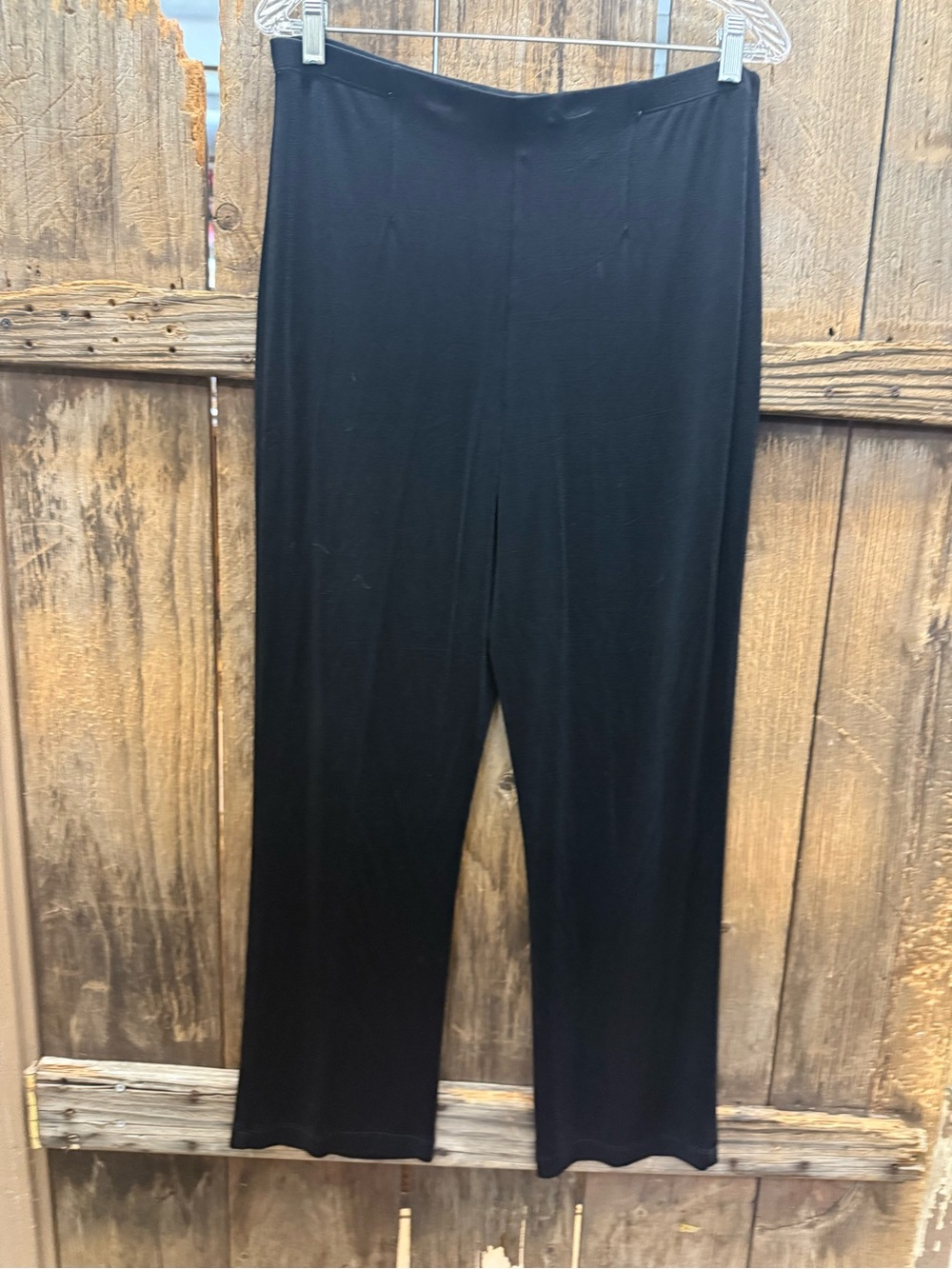 Black Straight-Leg Pull-On Pants